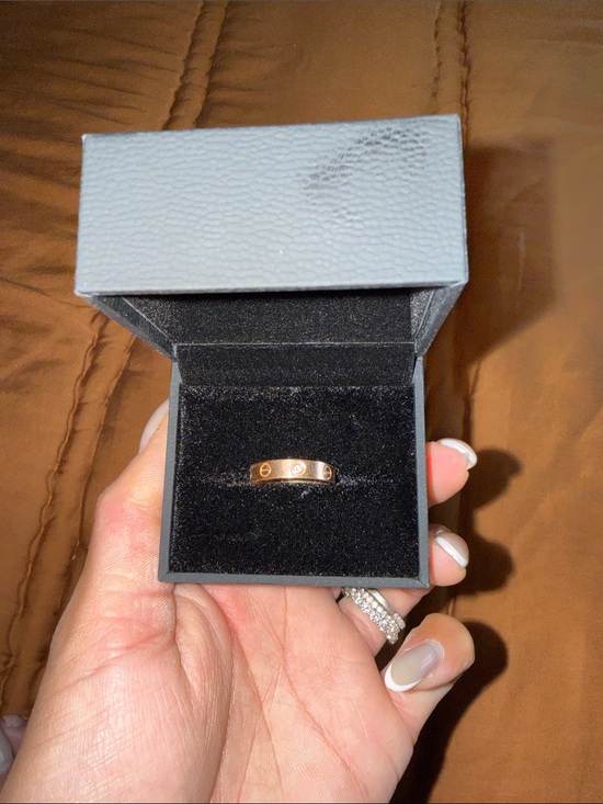 Cartier Jewelry - Authentic Cartier 18K Rose Gold Diamond 4mm LOVE Wedding Band Ring 50